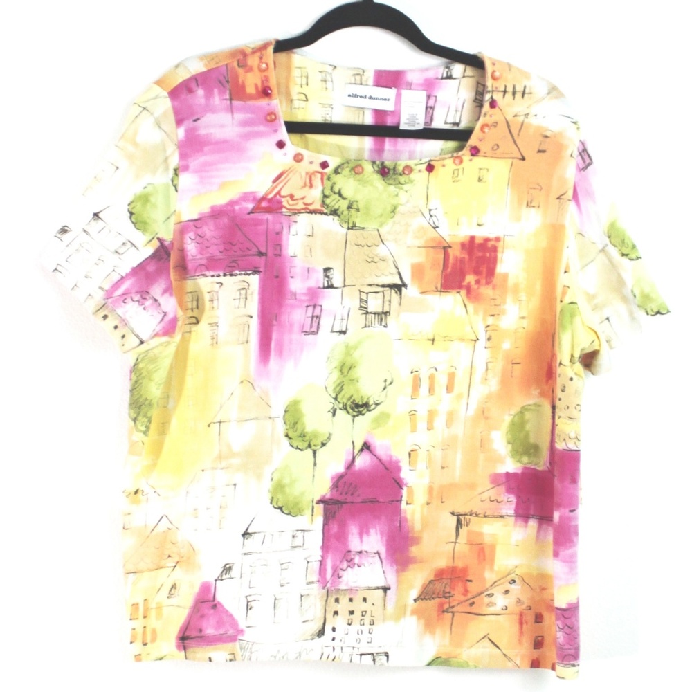Alfred Dunner "Watercolor" S/L Shirt Sz L